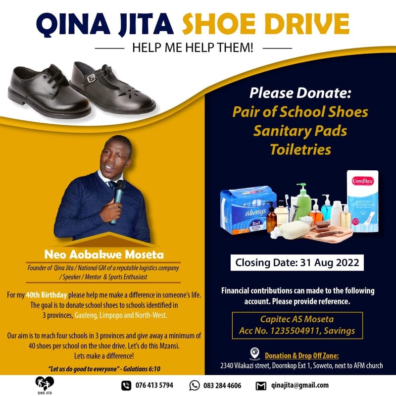 Qina Jita:  Help Me, Help Them Shoe Drive Campaign