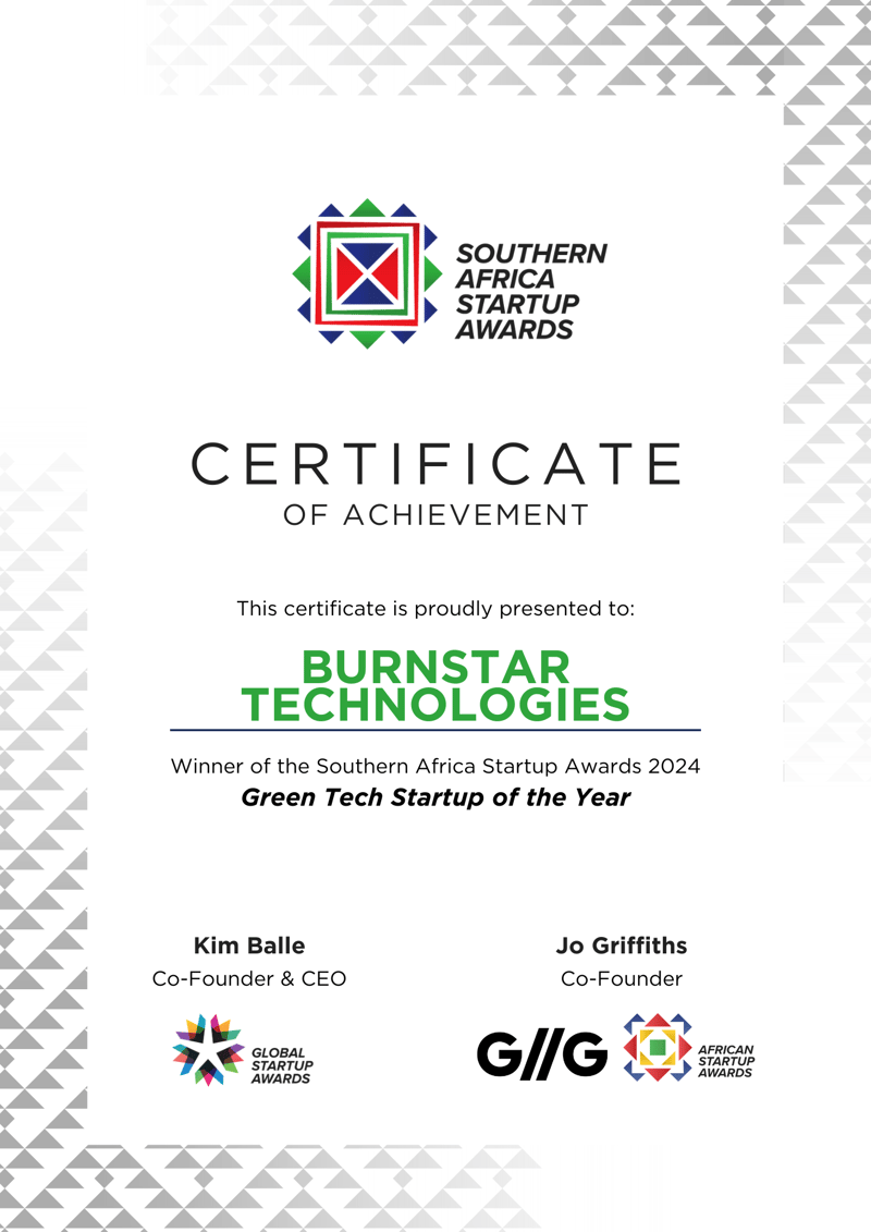 BurnStar Technologies selected as Best Green Tech Startup by GSA Global