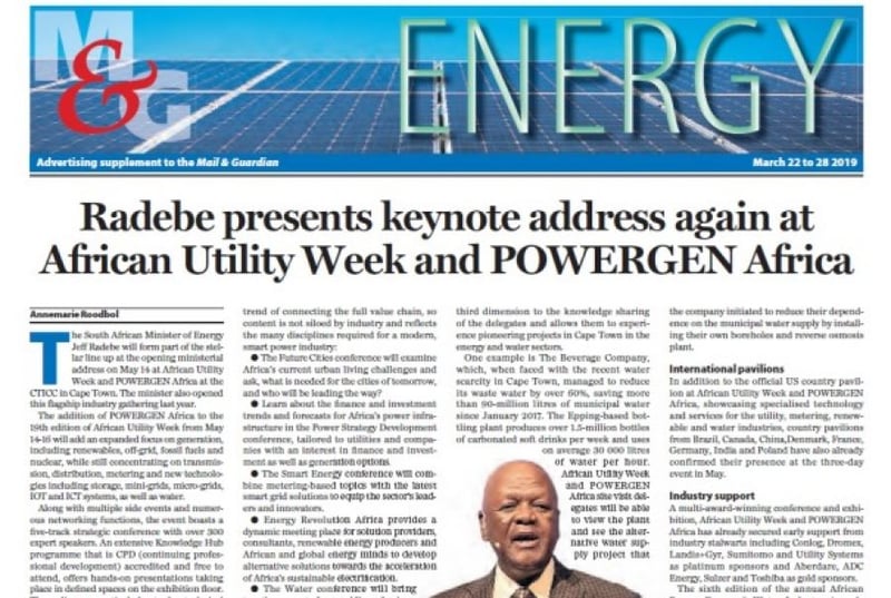 African Utility Week and POWERGEN Africa announces media partnership with The Mail & Guardian