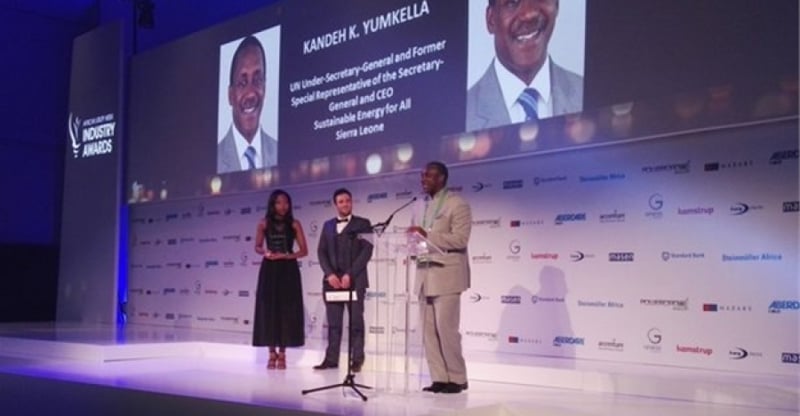 Sierra Leone’s Kandeh Yumkella, City Power and Akon Lighting winners in African Utility Week Industry Awards in Cape Town