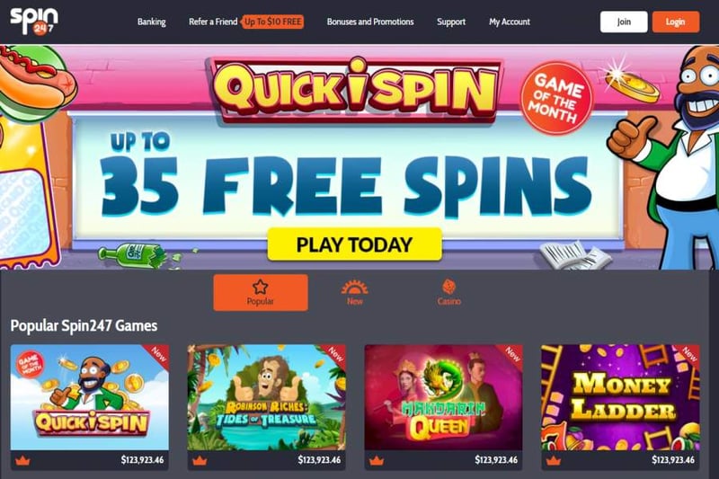 Spin247 Casino - Up To 100 Free Spins No Deposit Bonus