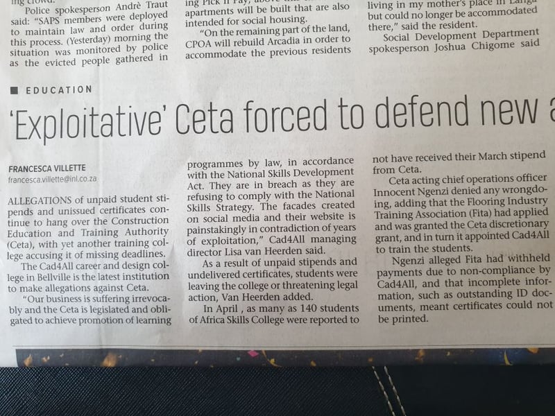 Exploitative & deception of CETA & FITA at its best misleads industry and fails learners