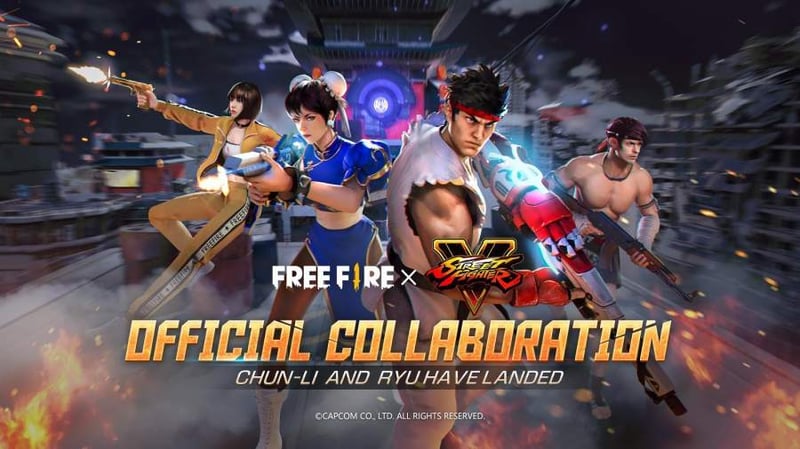 Survivors can Hadouken in Free Fire when the Street Fighter V global collaboration!