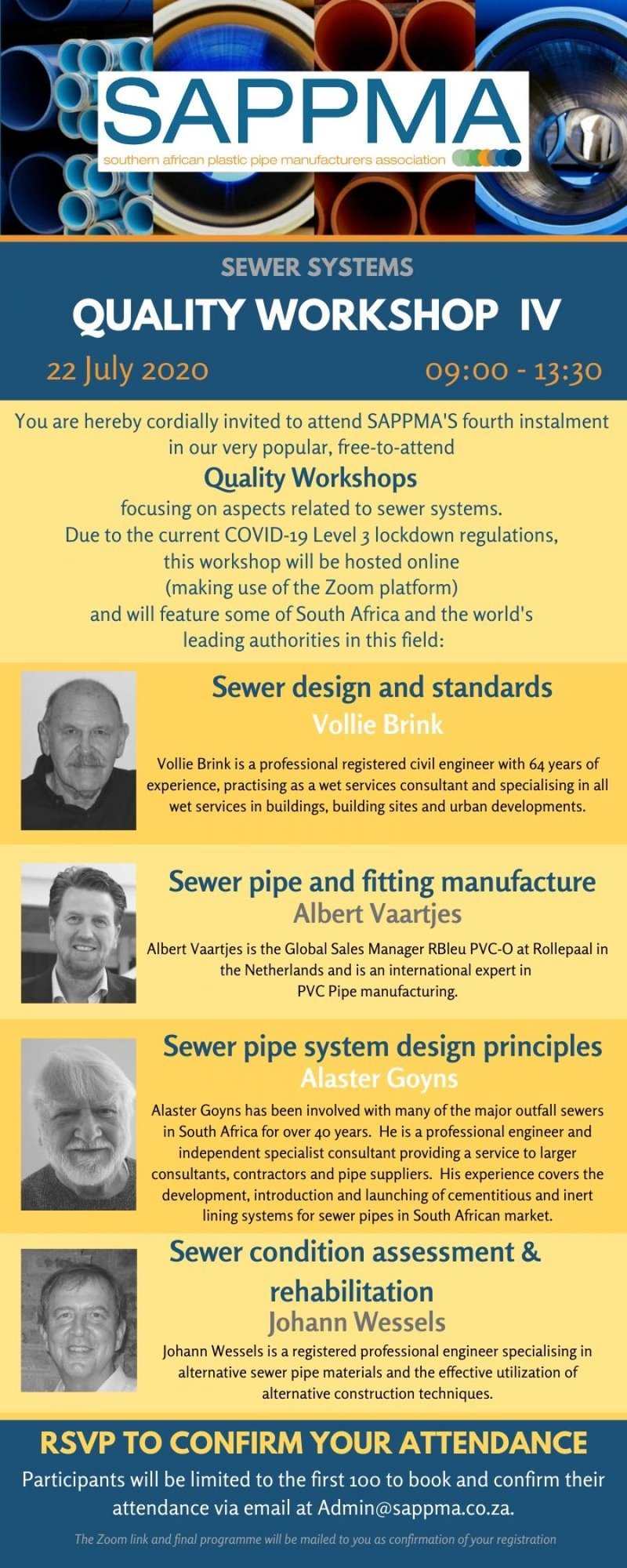 SAPPMA hosts quality workshop on Sewer Systems: Plastic Pipes able to surpass the demands placed on Modern Sewer Systems