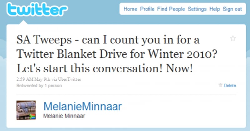 Time For Twitter Blanket Drive 2014