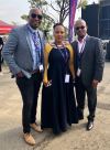 Television presenter, MacFarlane Moleli with TSRF representatives, Ntokozo Mabusela and Mandla Nkosi, at the official launch of the 2019 Hollard Highway Heroes competition in Johannesburg.