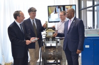 : From left to right – Prof Danie Hattingh (eNtsa Director - NMMU), Mr Phillip Doubell (Eskom Chief Researcher / Inventor), Dr Ian Wedderburn (eNtsa Deputy Director / Inventer) and Dr Phil Mjwara (Director General -  Department of Science and Technology) at the TMS Showcase event. This event was aimed to showcase and demonstrate the technology to create awareness in the South African Science &amp; Technology sector. NMMU with the support of the DST and TIA has reached ground breaking milestones with this local technology which is enabled to now penetrate international market boundaries.