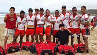 from left to right- Jean Willers (Master of Ceremonies), Christopher Josephs, Franco October, Deon Bing (Master of Ceremonies), Michael La Meyer, Adenaan Latief, Bradley Robertson, Fabian Phillander, Patrick van Wyk, Nazeem Wood.