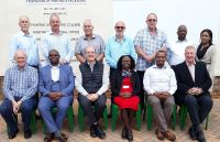 Back row: Geoff Warren, Mike White, Barry Lynch, Rod Hopley, Colin de Jager, Muzi Sibiya &amp; Khanyi Ntanzi. Front row: Ken Leid, Steve Thobela, Mike Bath, Thandi Moyo, Mpho Ratlhogo &amp; Keith Solomon. (Not in picture: Isaac Chauke)