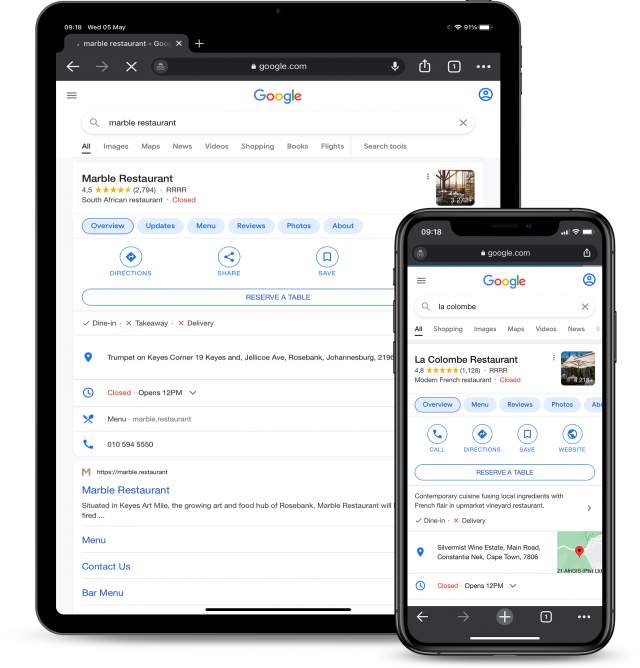 Reserve a Table now available via Google Search for SA restaurants