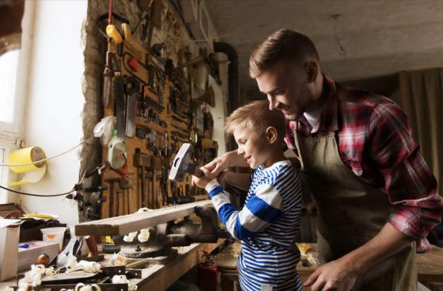 Father and Son in the workshop 