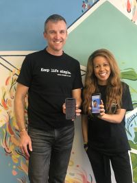 Mobile leaders partner together. From left: Simply CEO Anthony Miller; SweepSouth co-founder and CEO Aisha Pandor.