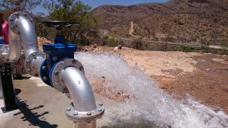 Into action! Borehole water flows freely from one of the recently completed boreholes in Windhoek. Thanks to the Allen-Bradley PowerFlex 753 low voltage AC drives from Rockwell Automation, the pump motors run at depths of between 150 and 250 metres.