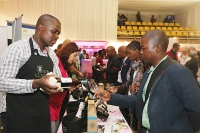 Thebe and Newman tasting Bon Courage wines