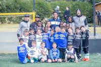 Centre is  pro soccer player Matthew Carelse  who visited the young players for their prizegiving.for the Johannesburg Camp hosted by Ballers Soccer Club