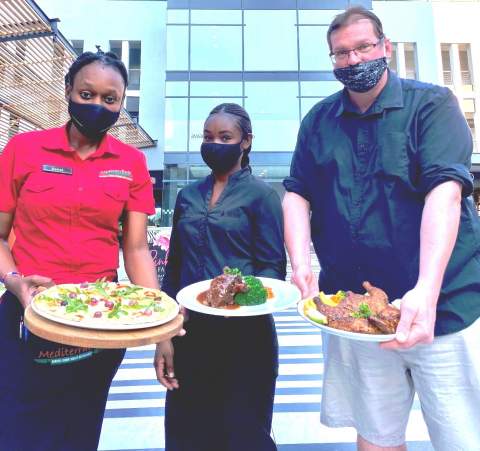 FOOD FOR THOUGHT FOR VALENTINES - Senzi Mbambo, Nicole Nkhungwa and Gary Copeland Brown showing off your options to suit your taste buds