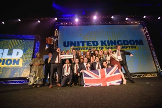 Enactus World Champion Team from the United Kingdom celebrating their achievement.