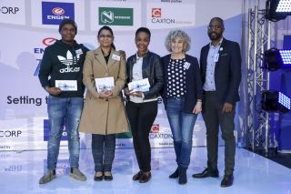 Left to right: Mongezi Dlamini, hydroponic farming, Shiroma Bennimahadeo, biomedical engineering consultanc, Phumzile Manana, food manufacturing, Jacqueline Mccarroll, water and energy saving products, Ayanda Magubane, mobile cleaning services 