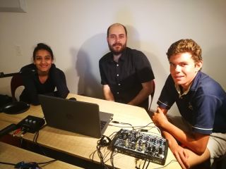 Head prefects of Cannons Creek Independent School -Nabeela Parker and Luke Hoetz with Nick von Stein of GoRadio at the pre-launch of Cannons Creek Radio