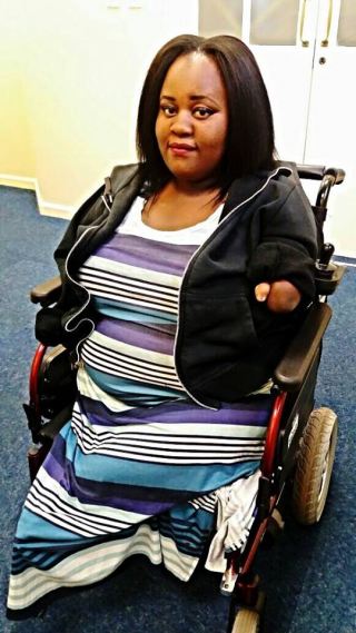 Tinyiko Gwambe (22) originally from Tshilamba, a small town in Limpopo was born with no arms.