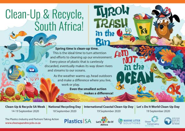 Clean-Up and Recycle SA week (14-19 september 2020) ECO-HEROES asked to wear masks and make a difference where they are