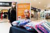 DON’T BE A SQUARE AND GET KNITTING: Kelly Writer, seen here with some knitted squares waiting to be turned into blankets for Mandela Day blanket drive!