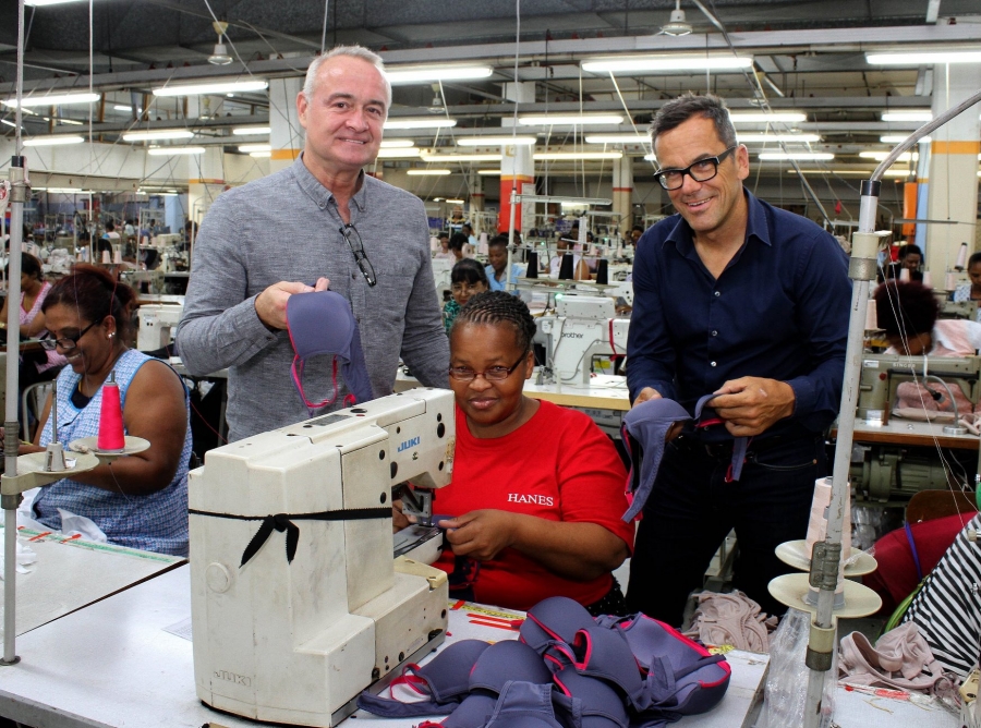 Andre van Vuuren, MD of DB Apparel, with Joyce Gambushe &amp; commercial director, Andreas Henkel