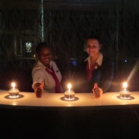 Pictured at the reception are of City Lodge Hotel Waterfall City during Earth Hour are staff members Wellma Nkwashu and Lishen Gurovich.