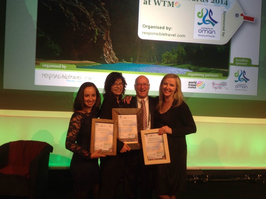 South African winners at the World Responsible Tourism Awards. Roxanne Norman (far left) accepts award for Best City Hotel - Cape Town&#039;s Hotel Verde. 