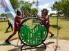 Netball players from Emisebeni Primary School try out the gym equipment at the new Mofolo Park community gym in Soweto.