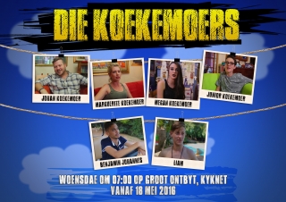 The above is the visual break down of Die Koekemoers which will be broadcasting on Wednesday mornings from 07:00 starting 18 May 2016.