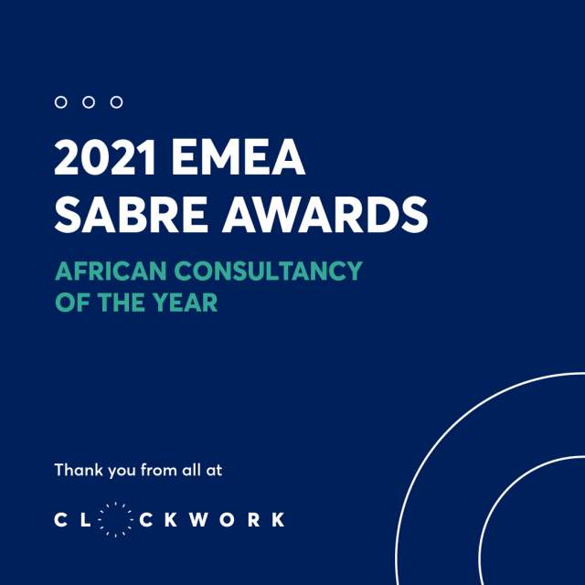 Clockwork named ‘African Consultancy of the Year’ at the SABRE Awards EMEA 2021