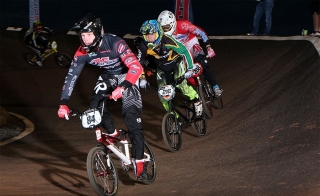 Kyle Dodd (centre) in South African colours at the USA Cycling BMX National Championships, 20 March 2015