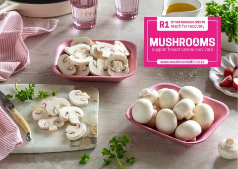 Buy Pink punnets of Mushrooms at Pick n Pay and support breast cancer survivors